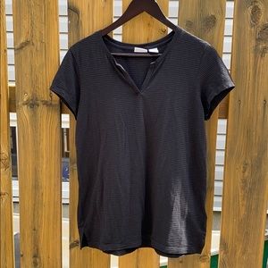 Black Kenar Short Sleeve V-Neck Shirt, L